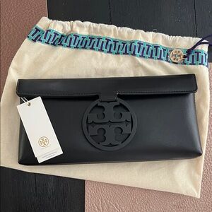 Tory Burch Black Logo Clutch